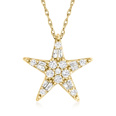 Ross-simons Diamond Star Pendant Necklace In 14kt Yellow Gold In Multi