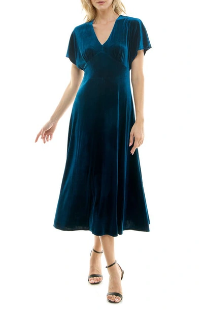 taylor velvet midi dress Women's Taylor V-Neck Velvet Burnout Flutter Sleeve Midi Dress