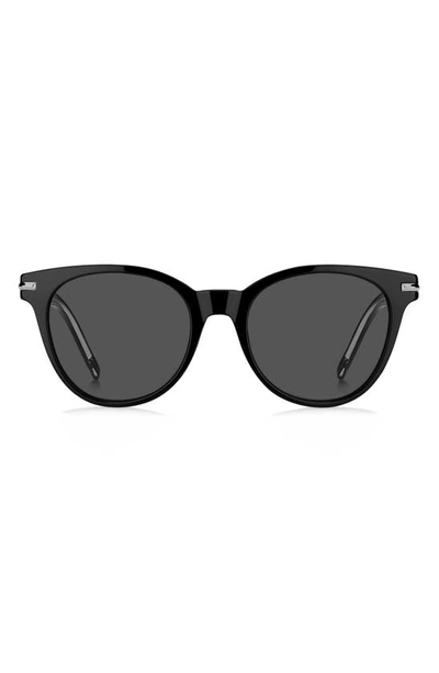 Hugo Boss 53mm Round Sunglasses In Black/ Grey