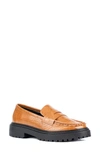 Fashion To Figure Ilissa Croc Embossed Lug Sole Loafer In Cognac Croc