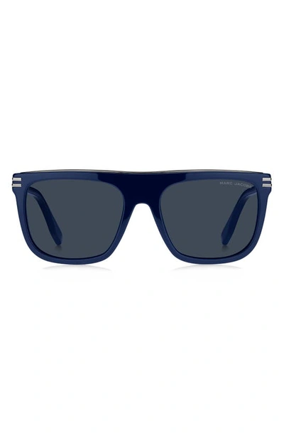Marc Jacobs 56mm Flat Top Sunglasses In Blue/ Blue