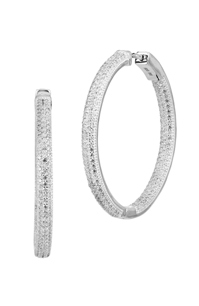 Savvy Cie Jewels 18k Gold Vermeil 1.5" Inside Out Hoop Earring In White
