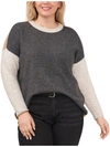 Vince Camuto Plus Womens Colorblock Crewneck Pullover Sweater In Grey