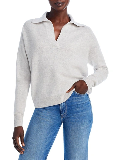 Private Label Womens Cashmere Polo Pullover Sweater In Grey