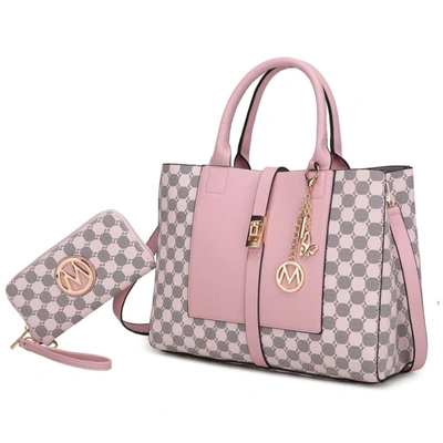 Mkf Collection By Mia K Yuliana Circular Print Satchel Bag With Wallet - 2 Pieces In Pink