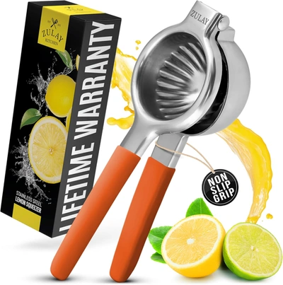 Zulay Kitchen Stainless Steel Lemon Squeezer In Orange