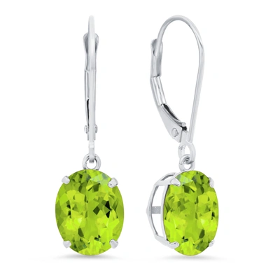 Max + Stone Sterling Silver Oval Gemstone Dangle Earrings In Green