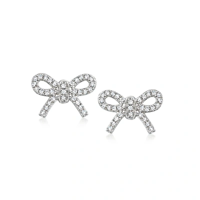 Rs Pure By Ross-simons 0. Diamond Bow Stud Earrings In Sterling Silver In White