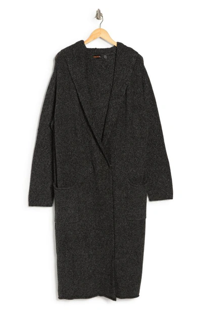 Renee C Hooded Longline Cardigan In Charcoal