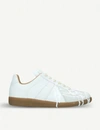 Maison Margiela Replica Paint-splash Leather Trainers In White