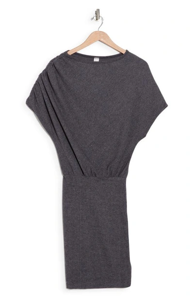 Go Couture Short Sleeve Sweater Dress In Charcoal