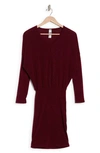 Go Couture Long Sleeve Sweater Dress In Burgundy