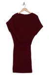 Go Couture Short Sleeve Sweater Dress In Burgundy