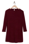 Go Couture Long Sleeve Boat Neck High/low Dress In Burgundy