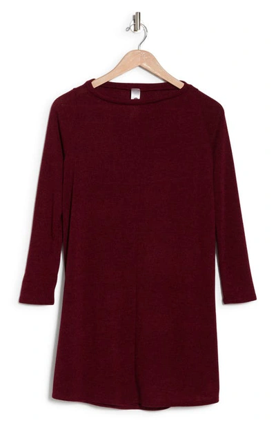 Go Couture Long Sleeve Boat Neck High/low Dress In Burgundy