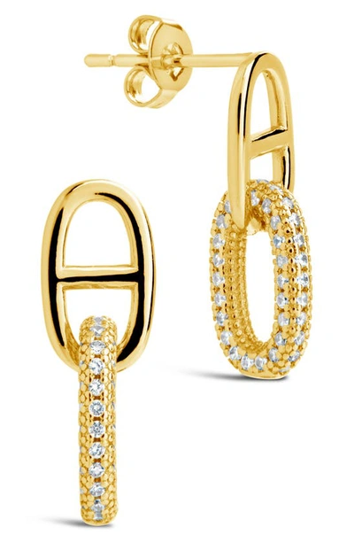 Sterling Forever Reina Pavé Cubic Zirconia Link Drop Earrings In Gold