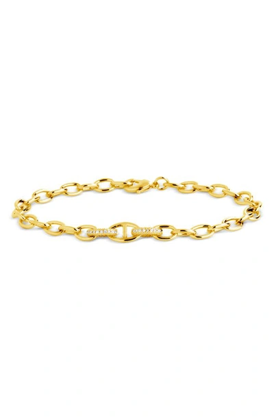 Sterling Forever Reina Pavé Cubic Zirconia Link Bracelet In Gold