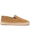 Bottega Veneta Intrecciato Suede Espadrilles In Brown