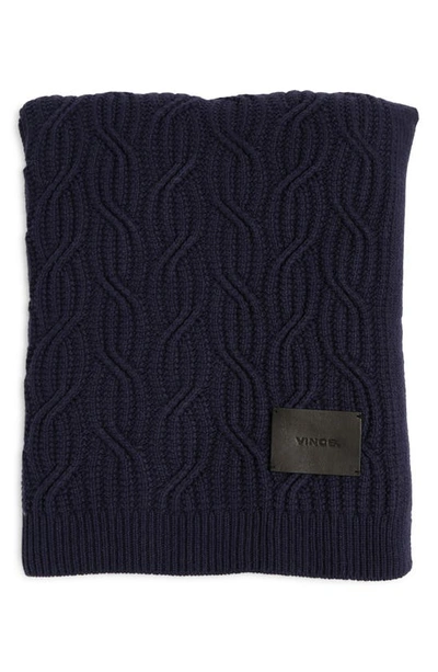 Amicale Cable Knit Throw In Navy