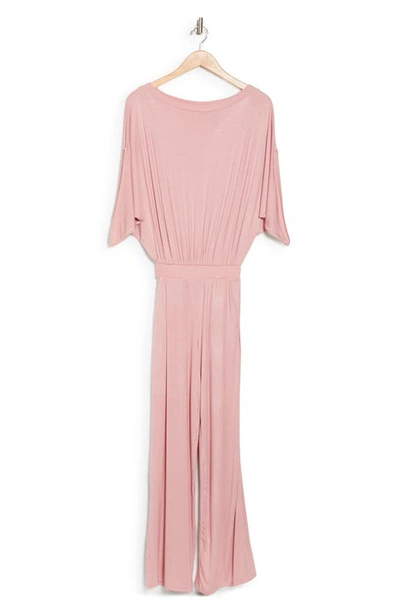 Go Couture Raglan Sleeve Wide Leg Jumpsuit In Mauve