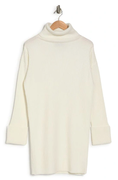 Renee C Turtleneck Long Sleeve Sweater Dress In Ivory