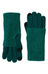 Stewart Of Scotland Cashmere Foldover Gloves In Green Multi
