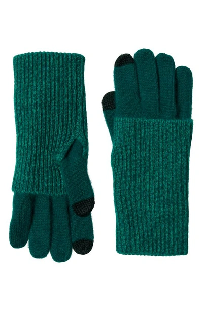 Stewart Of Scotland Cashmere Foldover Gloves In Green Multi