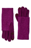 Stewart Of Scotland Cashmere Foldover Gloves In Purple/ Pink