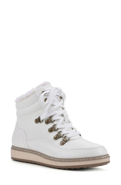 White Mountain Footwear Tamasha Faux Fur Hiking Boot In White/ Fabric