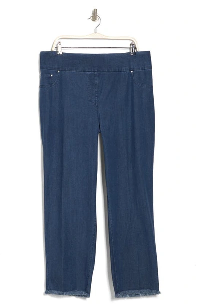 Ruby Rd. Fray Ankle Pull-on Pants In Dark Blue