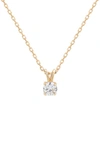 Suzy Levian 14k White Gold Plated Sterling Silver Solitaire Diamond Necklace In Yellow Gold