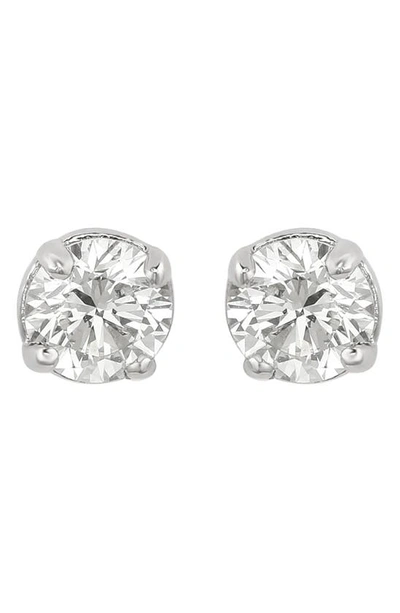 Suzy Levian 14k Gold Plated Sterling Silver Round Cut Diamond Stud Earrings In Silver