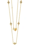 Suzy Levian 14k Gold Plated Sterling Silver Diamond Clover Station Chain Necklace In Yellow Gold