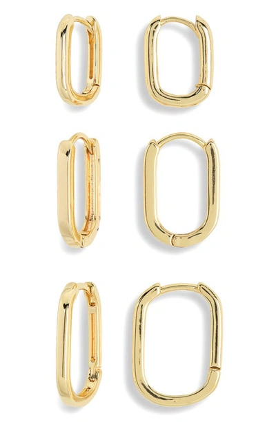 Nordstrom Rack Set Of 3 Huggie Hoop Earrings In Gold