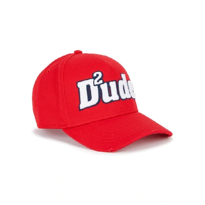 Dsquared2 Dude Embroidered Cotton Twill Cap In Red
