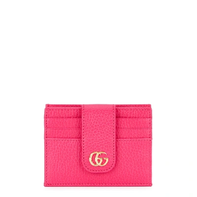 Gucci Gg Marmont Mini Leather Cardholder In Fuchsia