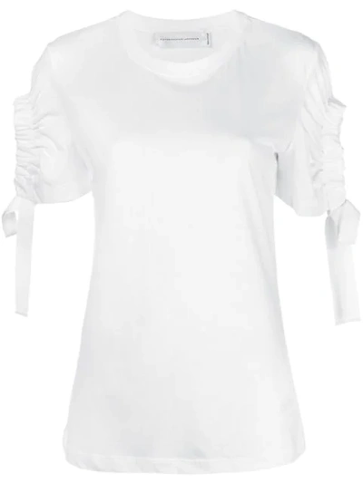 Victoria Victoria Beckham White Bow-embellished Cotton T-shirt