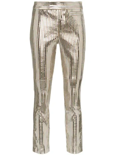 Isabel Marant Novida Striped Leather Trousers In Metallic