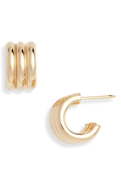 Jennifer Zeuner Allegra Triple Hoop Earrings In Yellow Gold