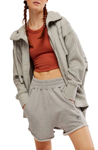 Free People All Your Love Oversize French Terry Patchwork Hoodie In Heather Grey
