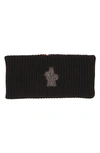 Moncler Logo Embroidered Virgin Wool Rib Headband In Black