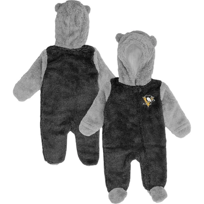 Outerstuff Babies' Newborn And Infant Boys And Girls Black Pittsburgh Penguins Game Nap Teddy Fleece Bunting Full-zip S