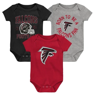 Outerstuff Babies' Infant Red/black/gray Atlanta Falcons Born To Be 3-pack Bodysuit Set