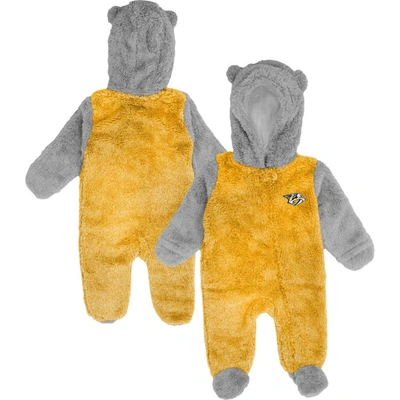 Outerstuff Babies' Newborn & Infant Gold Nashville Predators Game Nap Teddy Fleece Bunting Full-zip Sleeper
