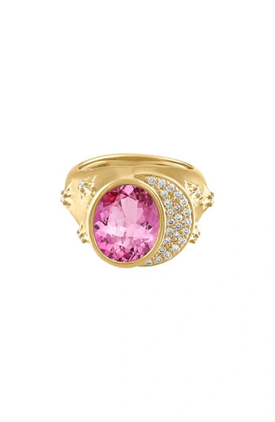 Eden Presley Celeste Pink Tourmaline & Diamond Pinky Ring In Pink Tourmaline/ White Diamond