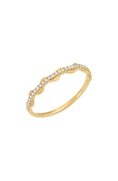 Bony Levy 14k Gold Pavé Diamond Scalloped Stacking Ring In 18k Yellow Gold