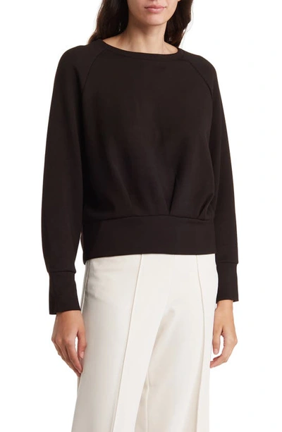 T Tahari Scuba Blouson Sweatshirt In Black