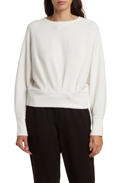 T Tahari Scuba Blouson Sweatshirt In White