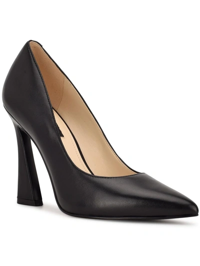 Nine West Trendy Womens Suede Pointed Toe Dress Heels In Black Leather