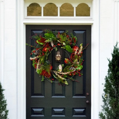 Safavieh Faux 30 Inch Myrtle Led Wreath W/ Red Bells